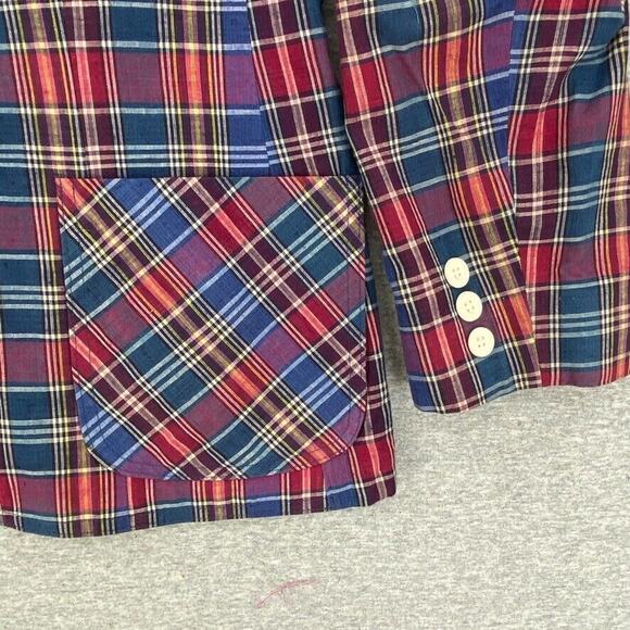 Vintage Country Suburbans Blazer Womens 16 Blue Red Plaid Button Jacket UNION - Picture 6 of 12